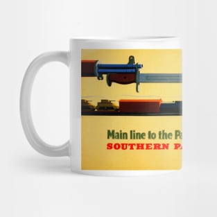 Mainline to the Pacific War Train Railway Vintage Propaganda Mug